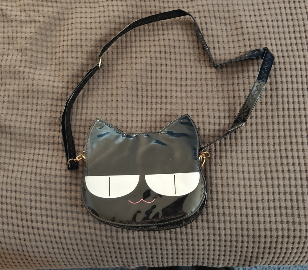 Black Cat Face Crossbody Bag - Unbranded
